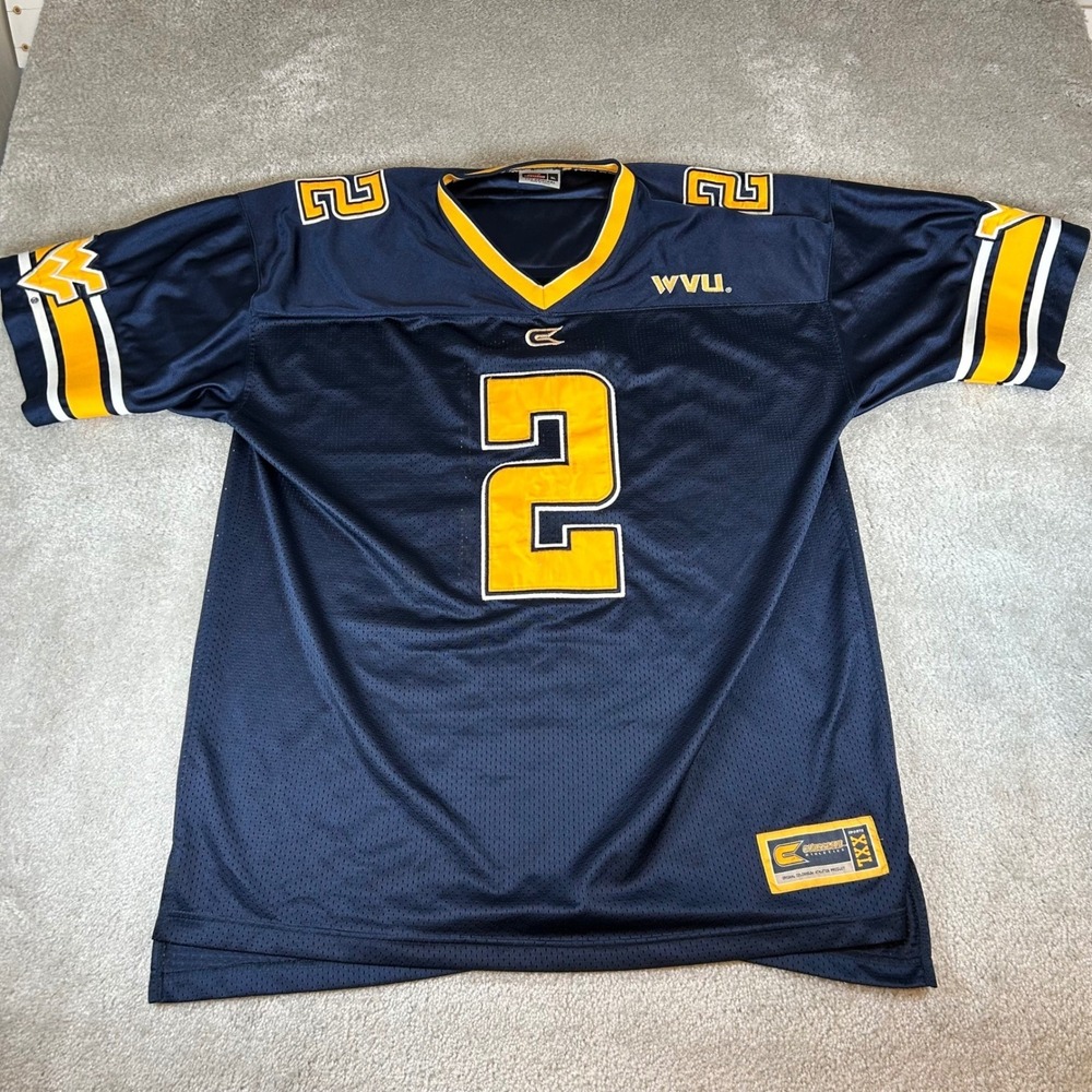 Vintage Colosseum Football‎ Jersey Men's XL Navy Blue West Virginia WVU #2 Mesh